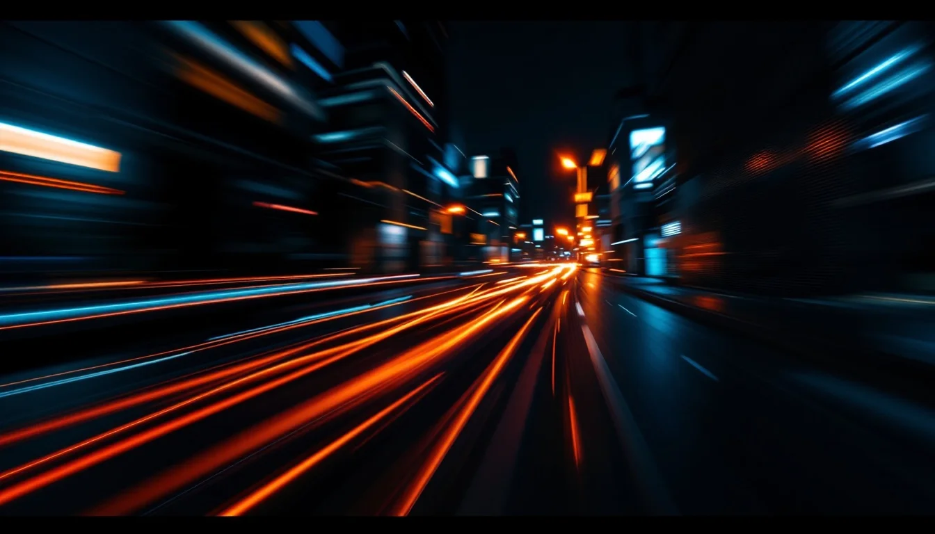 Architectural night light streaks